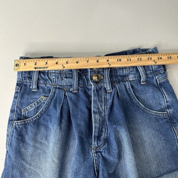 We The Free People Jean Shorts XS See You Sometime Cut Offs Blue Pleated No Belt - Picture 9 of 10